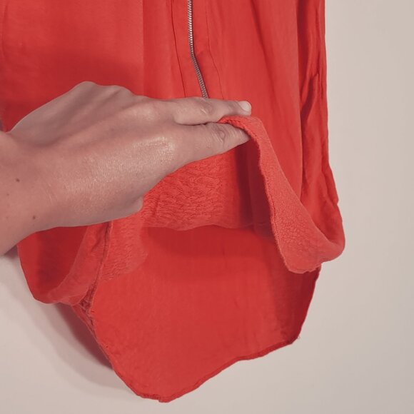 NAF NAF Women's Red Relaxed Fit Zipper V-neck Cap Sleeve Casual Blouse Size 36 - Picture 6 of 11